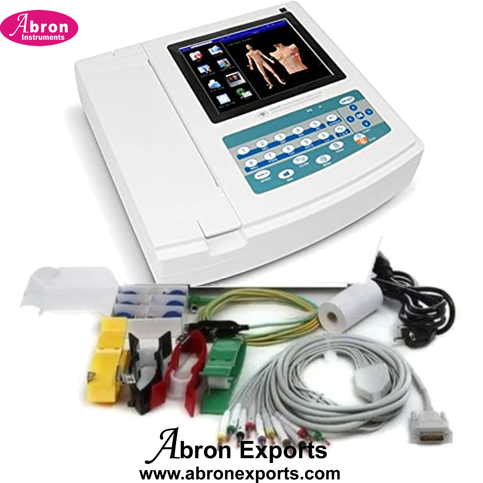 ECG Machine 12 channel Electrocardio graph with electrodes wire set Hospital Medical Clinic Nursing Home Abron ABM-2101A12 